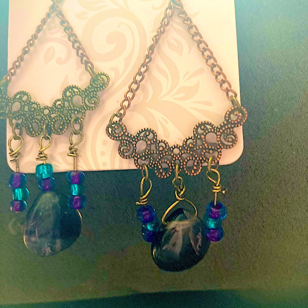 Natural fluorite earrings